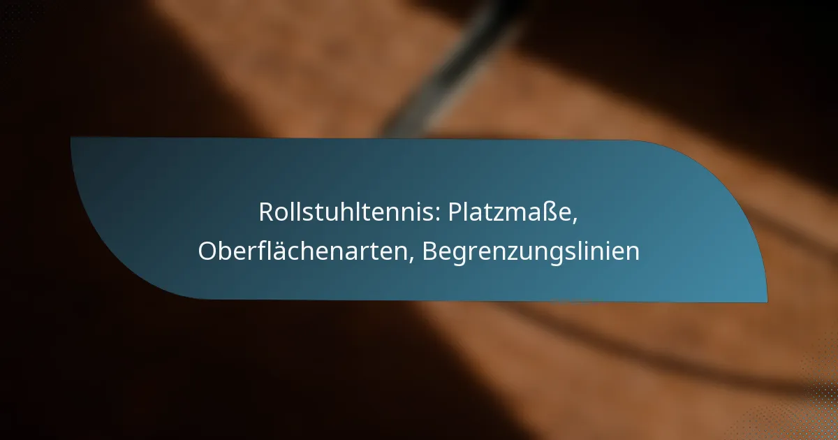Rollstuhltennis: Platzmaße, Oberflächenarten, Begrenzungslinien