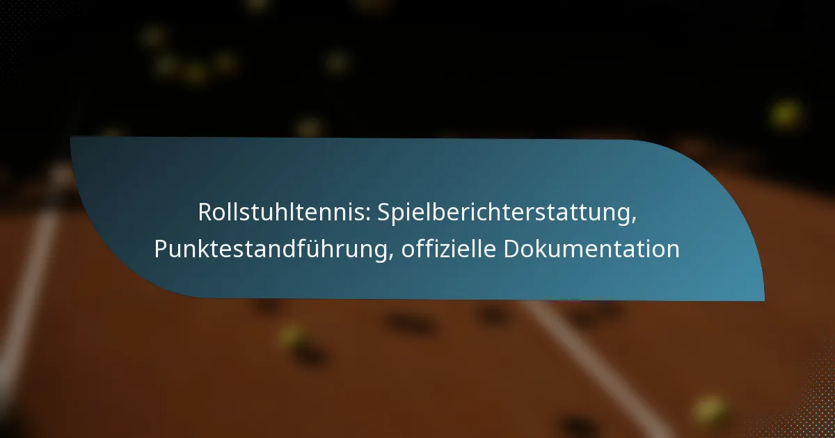Rollstuhltennis: Spielberichterstattung, Punktestandführung, offizielle Dokumentation