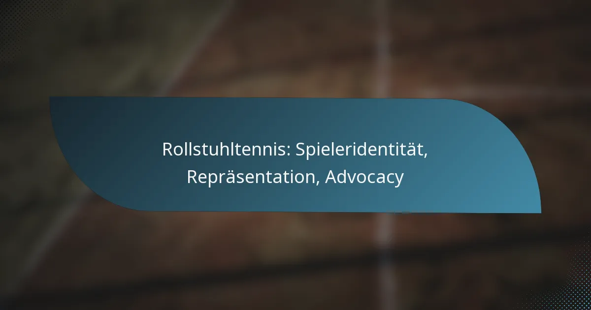 Rollstuhltennis: Spieleridentität, Repräsentation, Advocacy