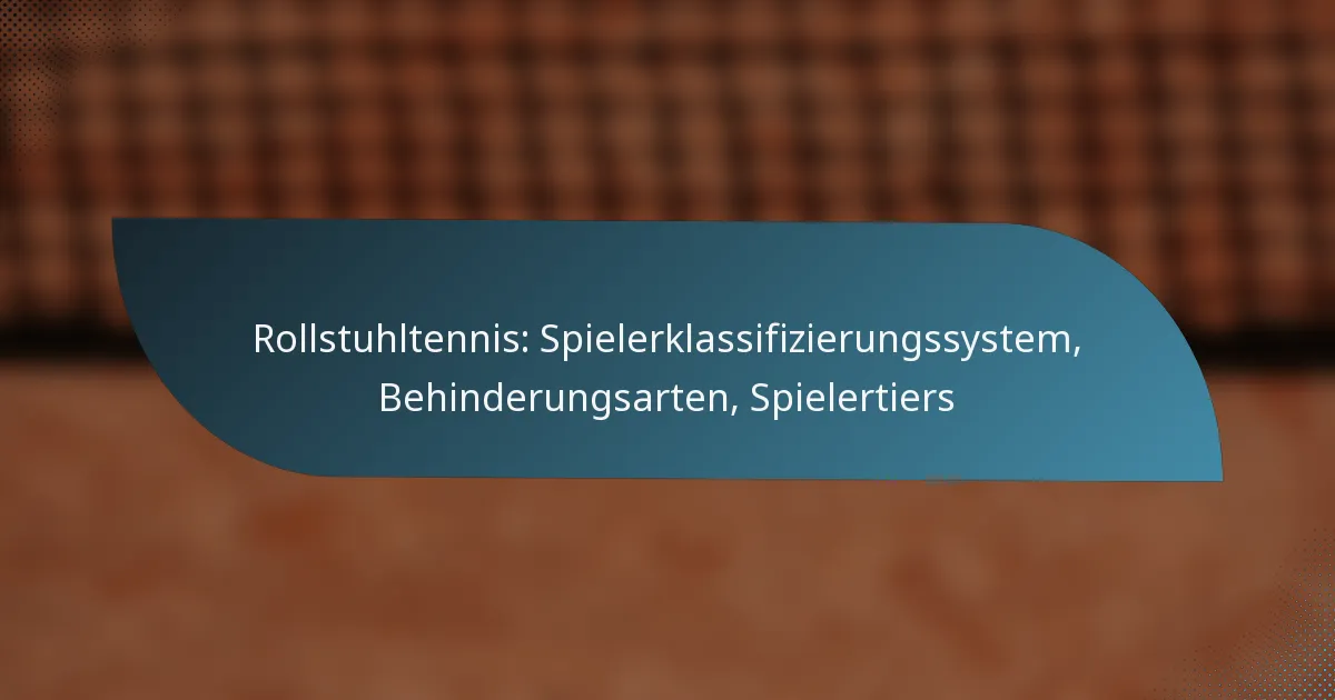 Rollstuhltennis: Spielerklassifizierungssystem, Behinderungsarten, Spielertiers