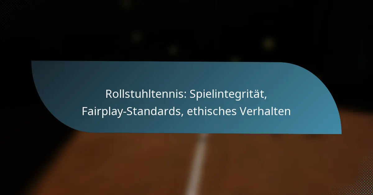 Rollstuhltennis: Spielintegrität, Fairplay-Standards, ethisches Verhalten