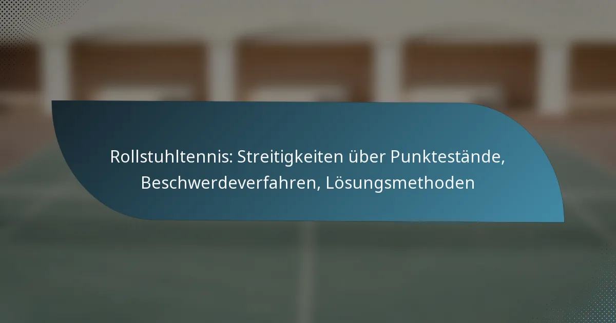 Rollstuhltennis: Streitigkeiten über Punktestände, Beschwerdeverfahren, Lösungsmethoden