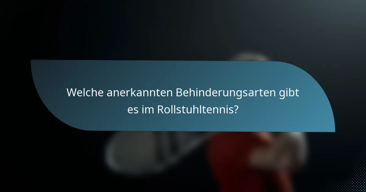 Welche anerkannten Behinderungsarten gibt es im Rollstuhltennis?